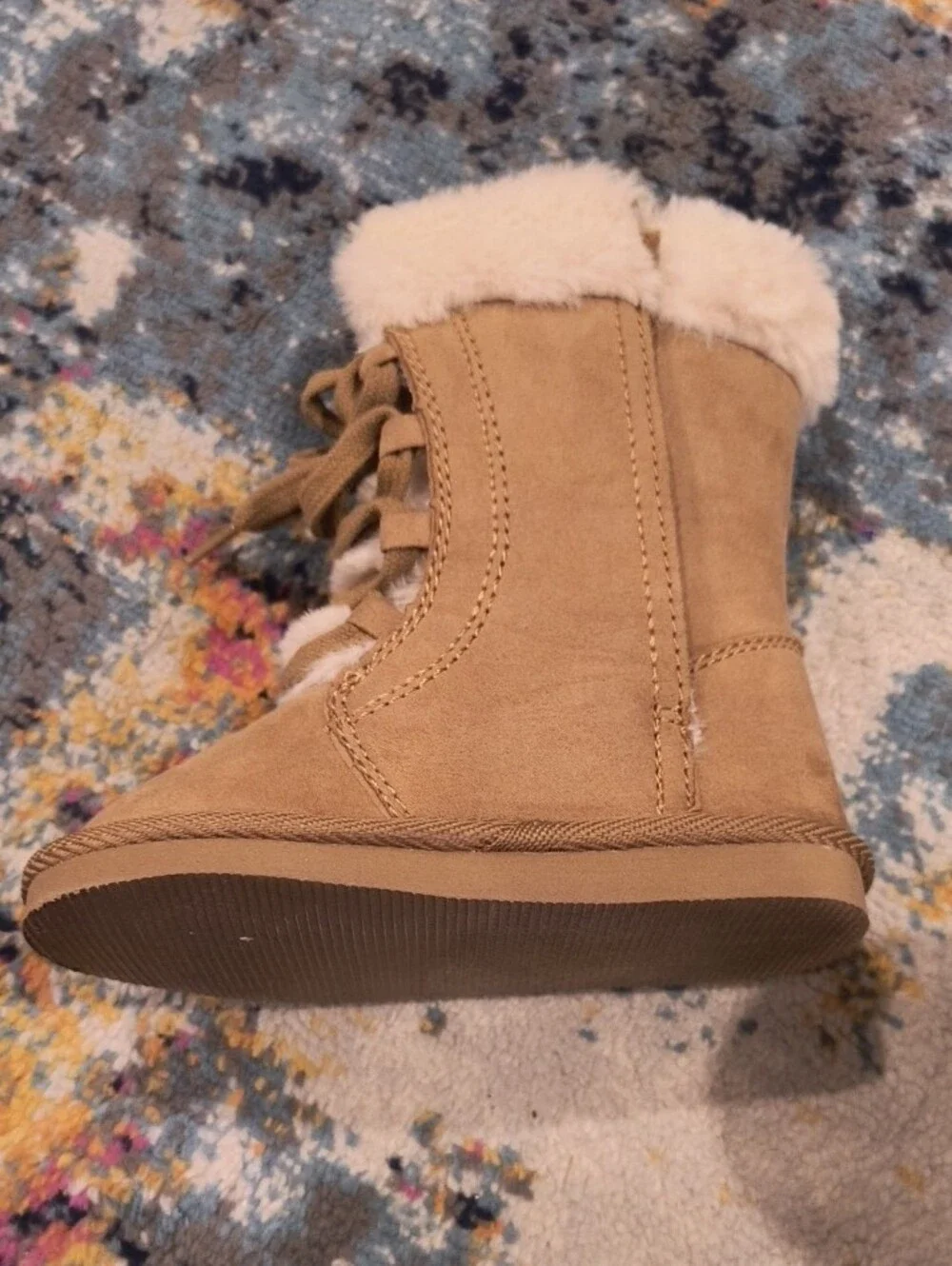 Old Navy Plush Faux Fur Bootie Slippers - Cream